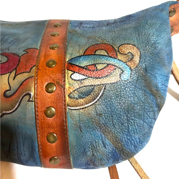 Anuschka hand painted multicolored leather shoulder Women's Bag - Picture 7 of 10